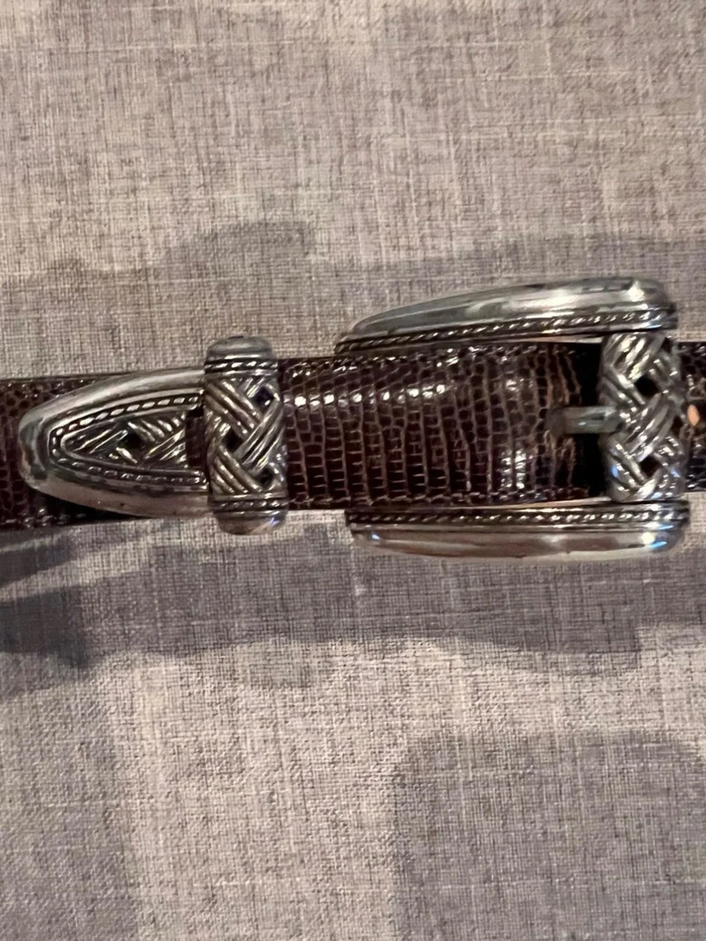 Brighton Belt , brown textured with silvertone hardware size small